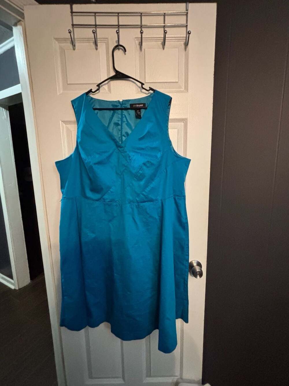 Lane Bryant Women's Sleeveless Teal V-Neck Cotton Blend Dress Size 28